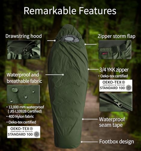 Litume Funda Para Bolsa De Dormir Tipo Saco De Bivy Impermeable Estilo Momia Compacta Y Ligera Para Camping De Sigilo miniatura 3