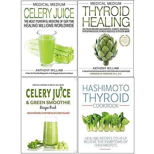 Medical Medium Celery Juice [Hardcover], Medical Medium Thyroid Healing, Celery Juice & Green Smoothie Recipe Book, Hashimoto Thyroid Cookbook 4 Books Collection Set