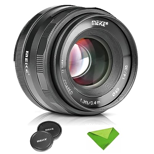 Meike 35mm F1.4 Lente de Enfoque Manual de Gran Apertura para Montura M43/MFT, Compatible con Olympus y Panasonic Cámaras