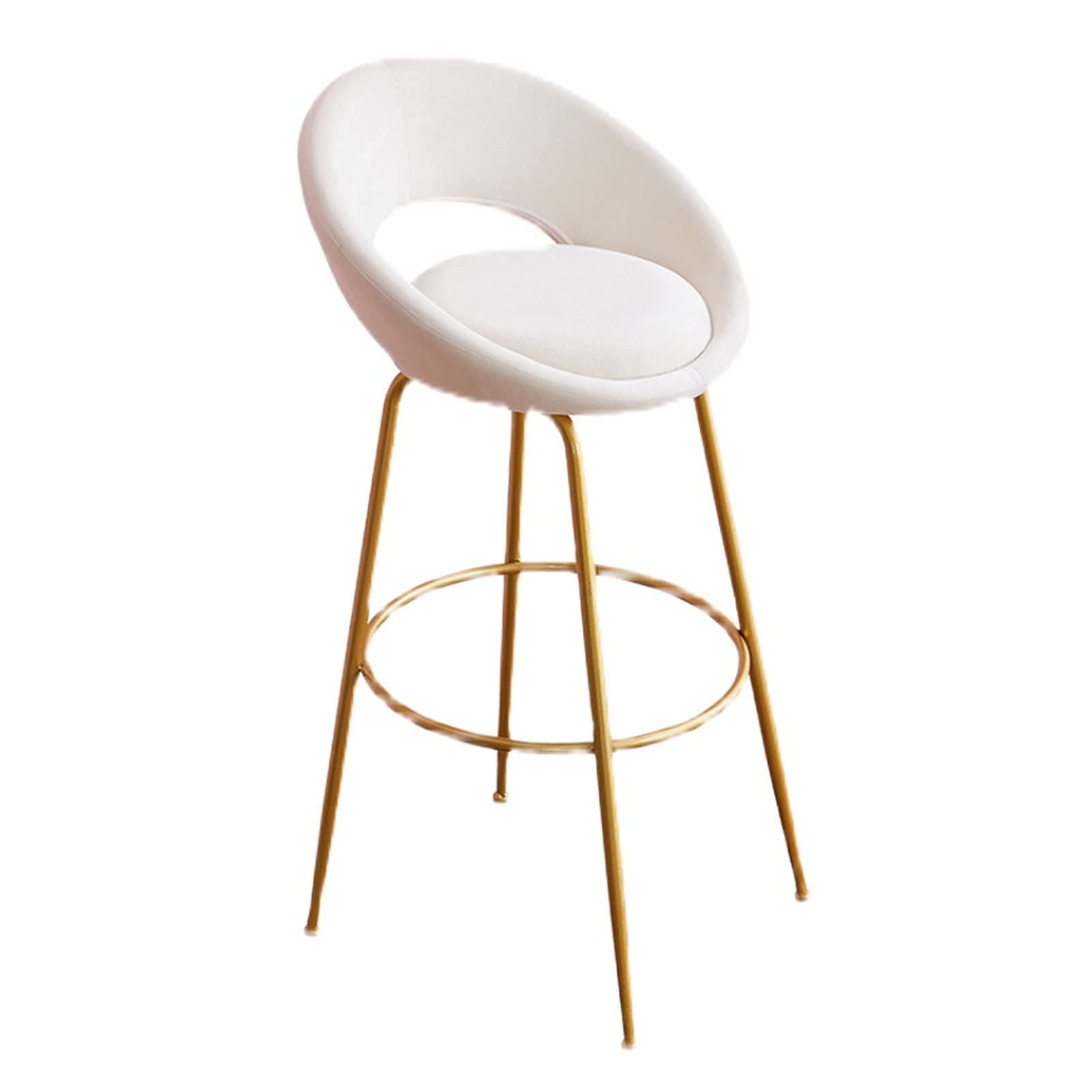 Tabourets de cuisine blancs de 65cm MU avec dossier et repose-pieds pour îlot central de bar