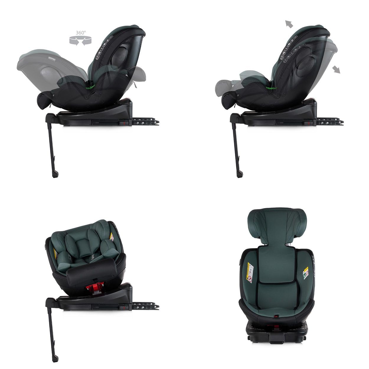 Chipolino Kindersitz Hypnotic Plus i-Size (40-150cm) Stützfuß Isofix Kopfstütze grün