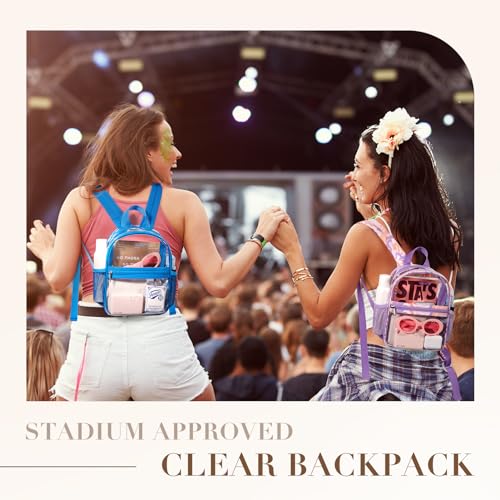 Image of Missnine Mini Clear Backpack for Stadium Events, Small Clear Bag Stadium Approved PVC for Festivals, Concert Sport Events (Classic, Blue-Casual)