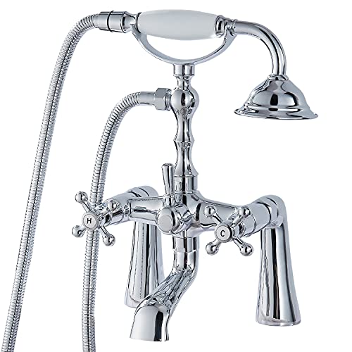 Buy 1 get 1 🔥 Deck Mount Tub Bathtub Faucet Clawfoot with Handheld Shower 6 Inch Polish Chrome Telephone Shaped Sprayer Showerheld Double Cross Handle Exclusive Special Deck Mount Tub Bathtub Faucet Clawfoot with Handheld Shower 6 Inch Polish Chrome Telephone Shaped Sprayer Showerheld Double Cross Handle
