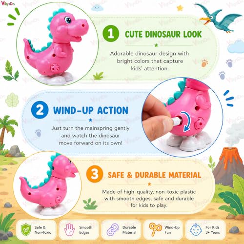 Image of VikriDa 3 Pcs Wind-Up Animal Toy Set for Kids - Jumping Bird, Rabbit & Crawling Walking Toys with Key Operation, Fun Interactive Toys for Babies, Boys & Girls (3 Pcs Assorted Colors & Designs)
