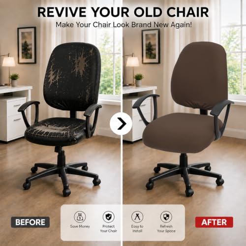 Image of DIVA EN CAMINO DEC Stretchable Desk Office Chair Seat Covers - Universal Stretch Computer Chair Slipcover - 180GSM Washable Rotating Backrest Coverings & Cushion Protectors for Dogs, Cats, Pets