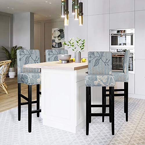 Image of Lellen Bar Stool Chair Covers Set of 4，Jacquard Bar Stool Cover Barstool Covers Slipcovers Stretch Bar Stool Covers with Backs Bar Stool Protector Covers for Kitchen Dining Room Counter Island