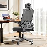 オフィスチェア 椅子 デスクチェア 疲れない人間工学 跳ね上げ式アームレスト 2Dヘッドレスト 腰サポート 通気性メッシュ デスクチェア 長時間 座れる お宅 在宅ワーク pcチェア メッシュ パソコン ワーク 事務椅子 (ブラック) image