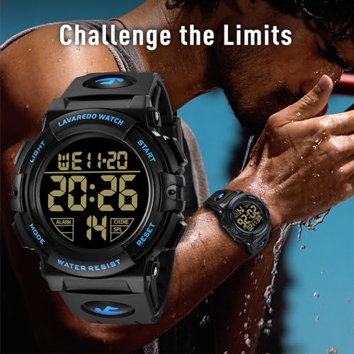 Image of L LAVAREDO Digital Men's Watch (Black Dial Black Colored Strap)
