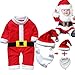 Odziezet 3PCS Noël Vêtements Bébé Noël Costume Enfant Noël Bébé Tops Manteau + Chapeau Bonnet du Père Noël+ Barbe Noël pour Enfant Noël Barbe Pouvoir Devenir Bavette ,Rouge,6-12 mois