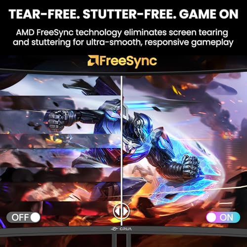 Image of CRUA 34 inch WQHD 240Hz Ultrawide Curved Gaming Monitor, 1500R, FreeSync, Black | 3440x1440 VA Screen With 120%sRGB, Built-In Speakers, HDMI 2.1 /DP 1.4 and 75x75mm Wall Mount For Gaming, Streaming and Work