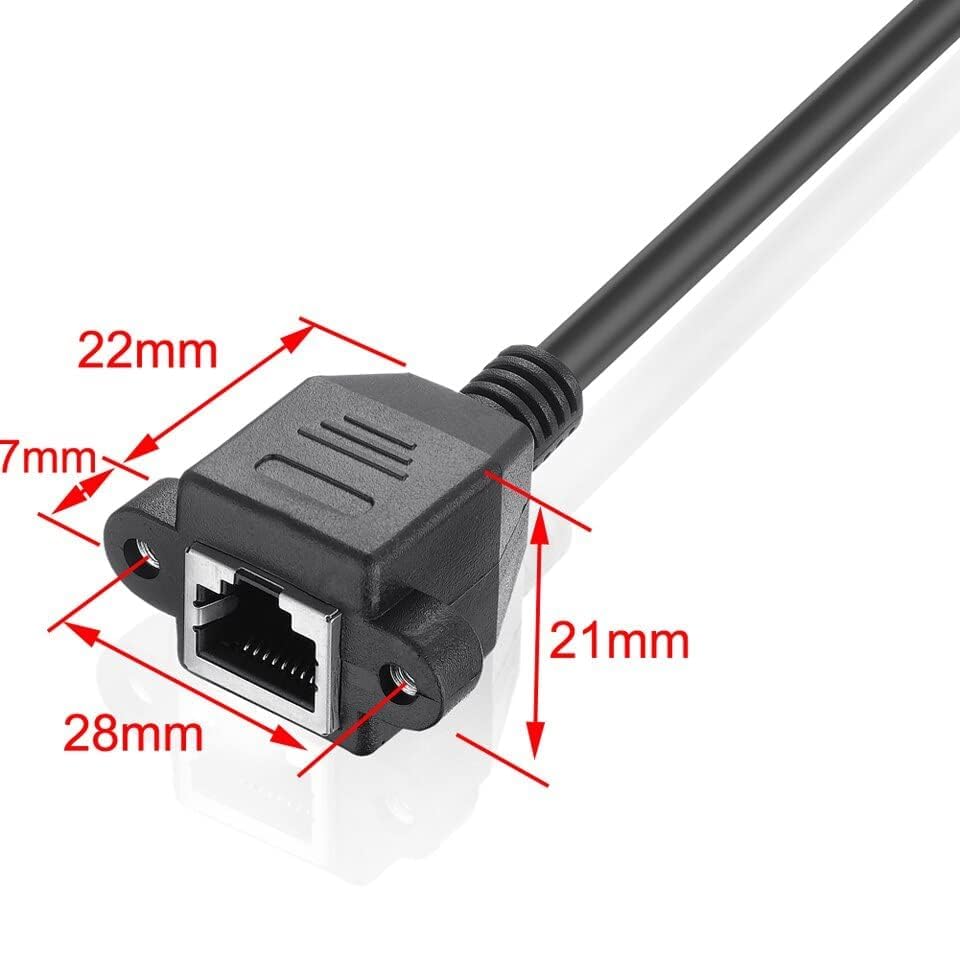 Image of SANCY 1.5 Meter RJ45 Ethernet Cable - Male to Female Screw Panel Mount, 8-Pin Extension, Pure Copper Shielded, LAN Network Cable for Wall Mounting