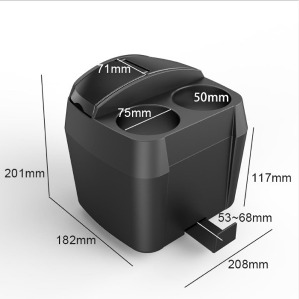 Vaguelly Multifunction Car Trash Bin with Storage Box Cup Holder Large Capacity Waste Container for Vehicle Easy Installation Stylish Design Black Color