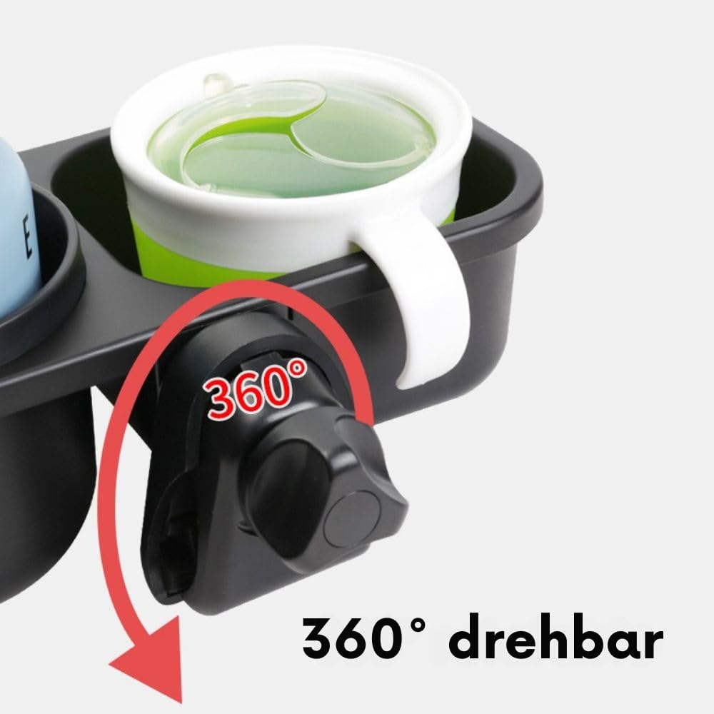 Universelles Snacktablett mit Kinderwagen-Becherhalter, Snacktablett für Kinderwagen, Tablett-Aufsatz und Becherhalter als Kinderwagen-Zubehör