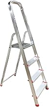 Folding Scissor Ladder, Aluminium Ladder, Multi-purpose, Non-Slip, Lightweight and Strong, Home Ladder, Easy Transport (4 Treads)