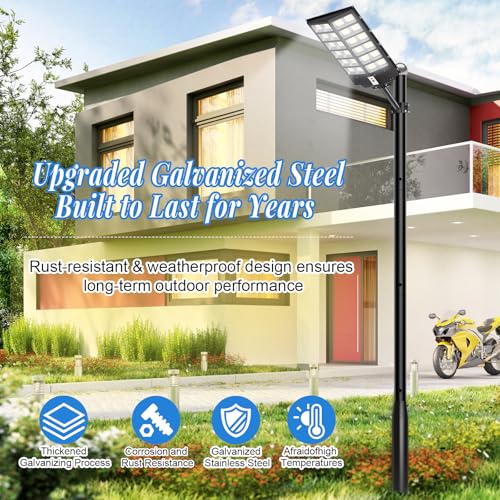 ZJFWQAN Street Light Pole 20 Ft, Outdoor Adjustable Metal Street Lamp Post for Solar Lights, Heavy Duty Exterior Lighting Pole with Rebar Cage for Backyard, Parking Lot, Patio by ZJFWQAN - Used condition - Image 2