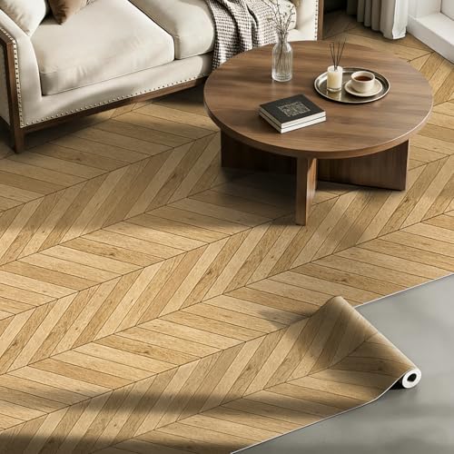 Wood Grain Peel and Stick Vinyl Flooring Roll - 15.7' X 236' Vinyl Flooring Roll,Textured with Waterproof, Slip-Resistant for Bedroom, Living Room