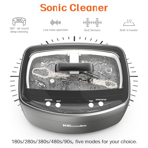 KECOOLKE Limpador ultrassônico de grande capacidade de 2,5 L com desgaseificação, aquecimento e ajus