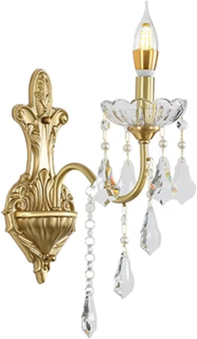 Luksusowa, Romantyczna Lampa Ścienna W Stylu Retro, Francuska, Do Salonu, Jadalni, Z Miedzianym Kryształem, Do Sypialni, Dla Dzieci, Księżniczka, 1 Głowica, 1 Głowica