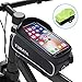 Bolsas de Bicicleta, TURATA Bolsa Impermeable para Bicicleta, Bolsa Táctil de Tubo Superior Delantero con Orificio para Auriculares para iPhone Samsung Teléfono Inteligente por Debajo de 6,5 Pulgadas
