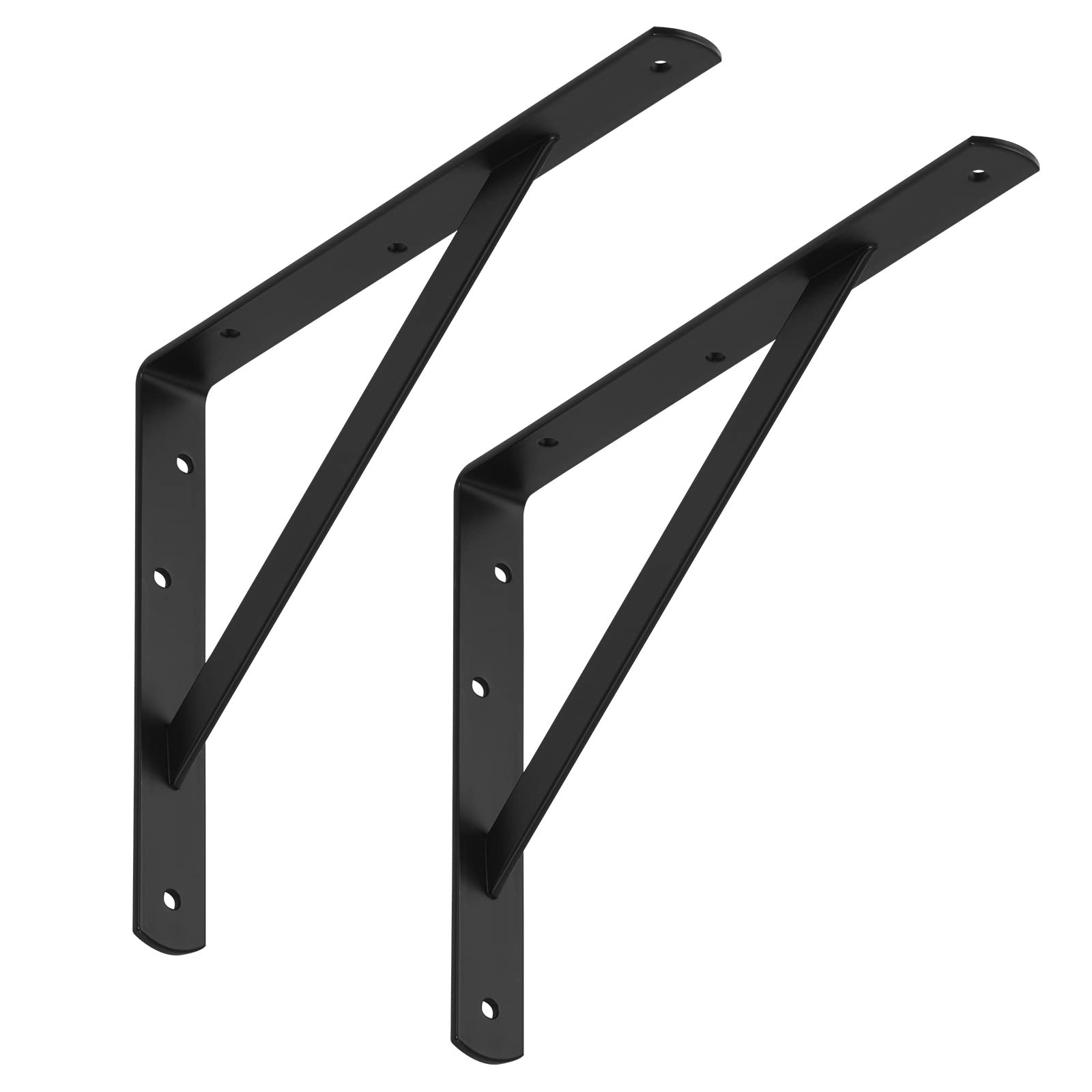 SOTECH 10er Set Regalkonsolen (300 x 225 x 30 mm, schwarz, pulverbeschichtet), Regalträger mit Querstrebe zur Stabilisierung