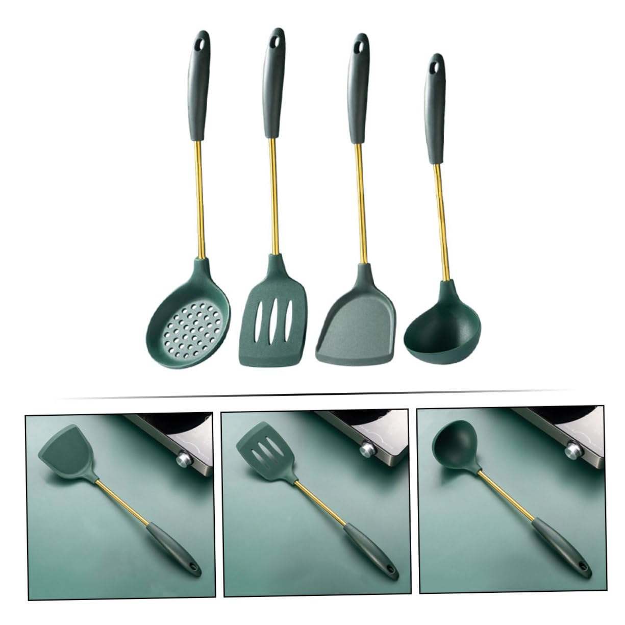 Spatole in Acciaio Inox Utensili da Cucina Antiaderente Pratico e Resistente Facile da Lavare Acqua per Soffriggere e Brasare per Appendere