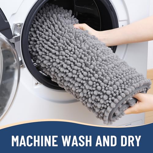 Image of Arotive Luxury Large Bathroom Rugs 47x32, Extra Soft Thick Absorbent Shaggy Chenille Bath Rugs, Machine Wash Dry, Bath Mats for Bathroom Floor, Tub and Shower, Home Decor Accessories, Grey