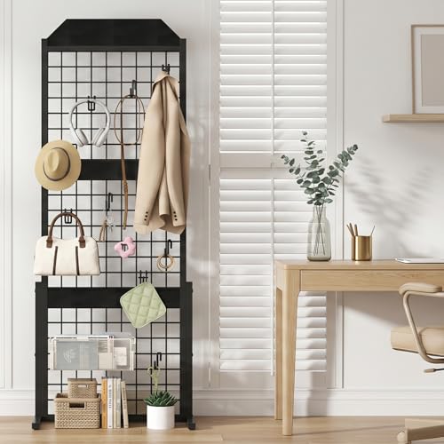 Image of HOOBRO Grid wall Panel units 5.6' x 1.7' Ft Grid Display Rack, Black