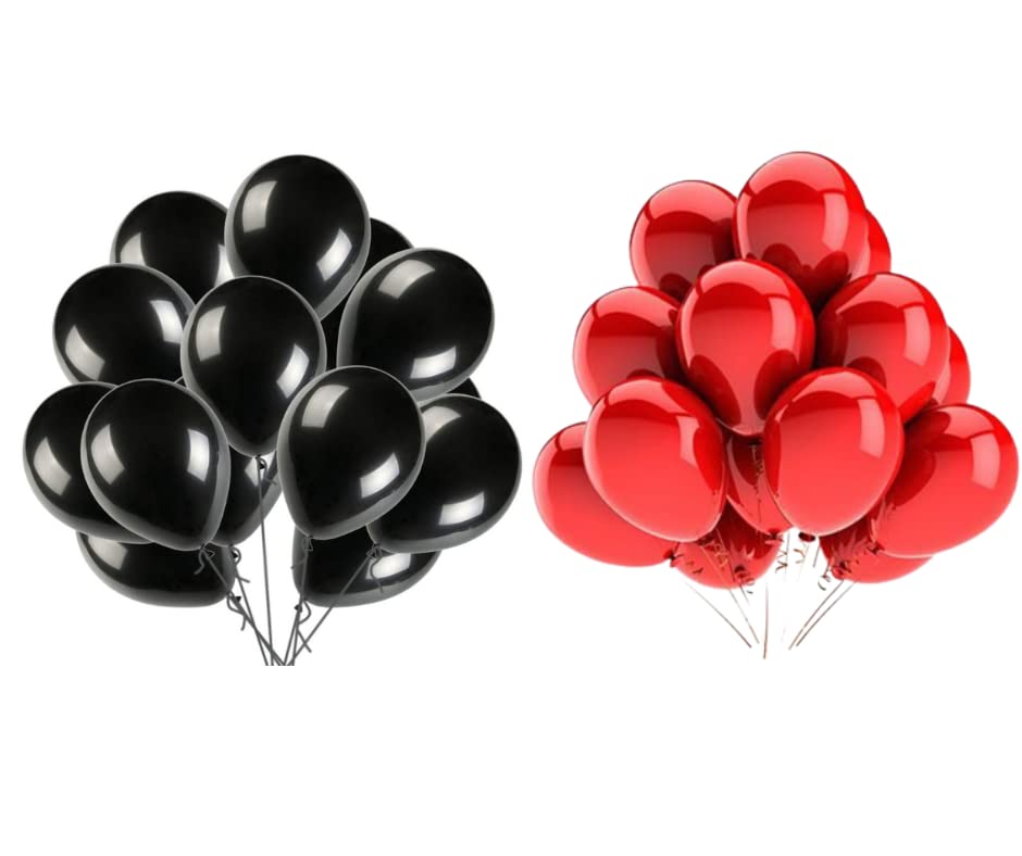 Vail Creations MADE IN INDIA 10inch Metallic Balloons for Birthday Decoration/Anniversary Party Decoration (Red,Black, Pack of 100)-image-48