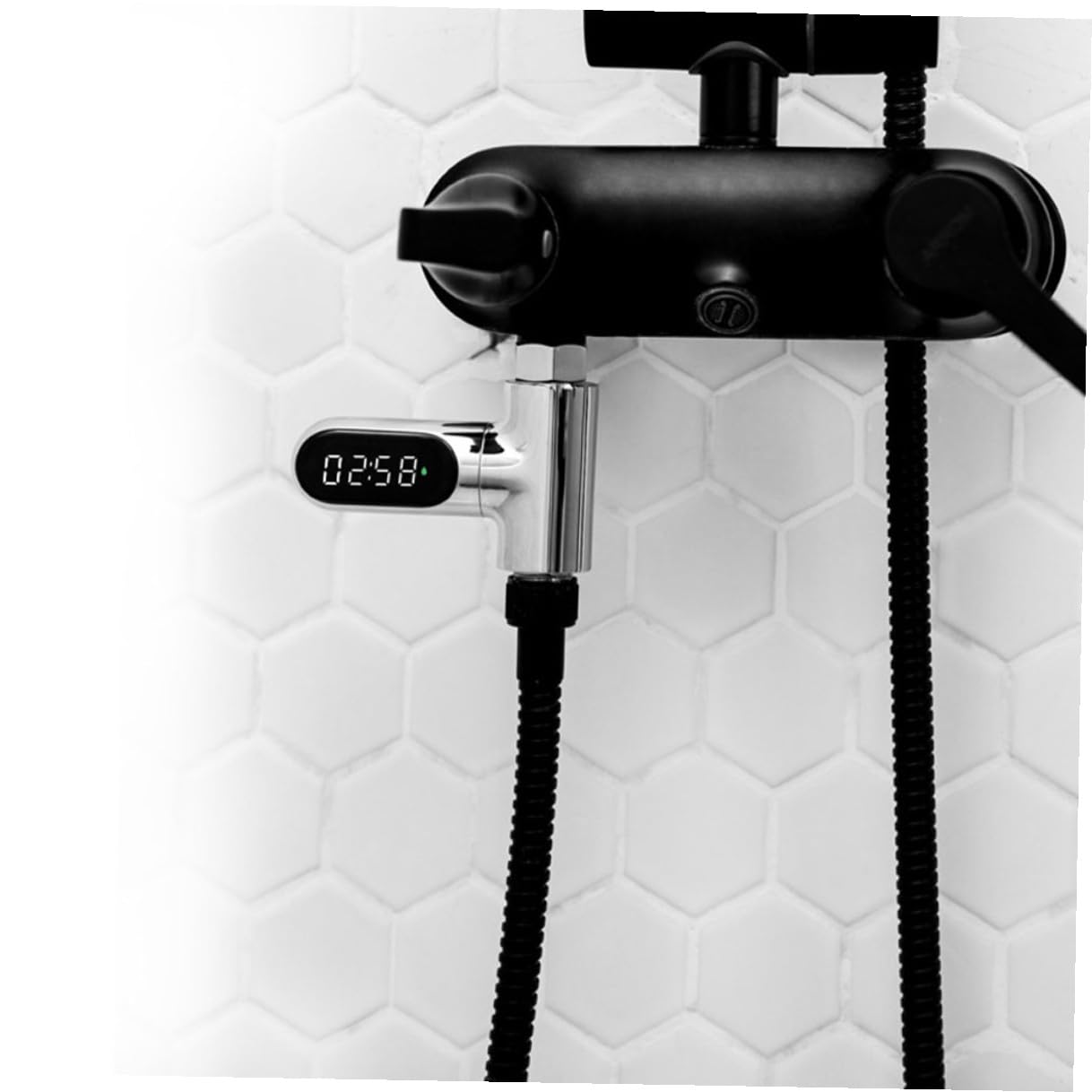 Termómetro de Ducha de Agua Pantalla LED, Plata, Rosca 1/2 Pulg