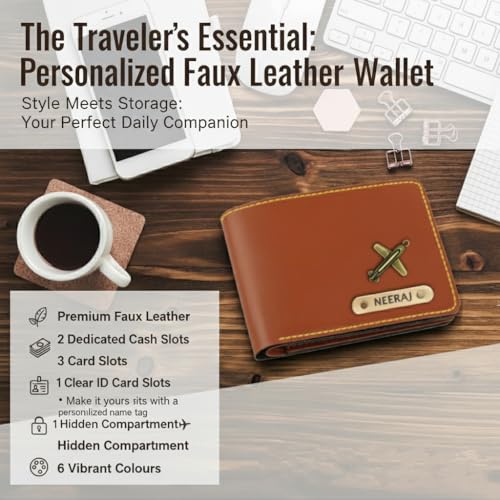 Image of Customised Men's Wallet | Personalised Name Printed | Vegan Faux Leather Slim Wallet for Men | Gift for Husband & Boyfriend