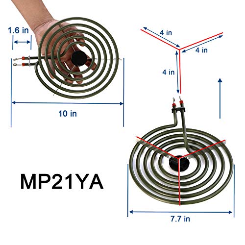 MP22YA Electric Range Burners Element Set (2pcs MP15YA 6\" & 2pcs MP21YA 8\") with 4pcs 330031 Receptacle Kit, Electric Stove Coil Burner for WhirlpooL Jenn-Air Maytag Kenmore MagicChef Admiral Stove