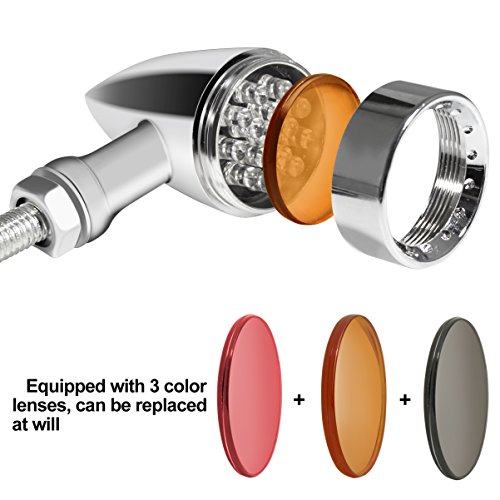 Senkauto Motorcycle Bullet 20 LED turn Signal Light Blinker (Red Light, Chrome) - Thumbnail 6