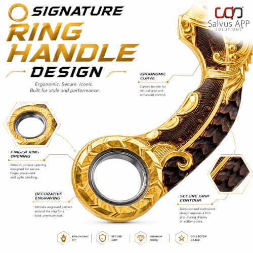Image of Salvus APP SOLUTIONS Anime Inspired Karambit Toy Knife | Decorative Cosplay Collectible Display Prop with Finger Ring Handle | 1 Pc (Golden)