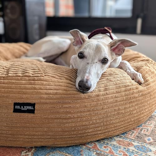 EDEL&SCHNELL Hundebett Wechselbezug in der Farbe Sand, Ersatzbezug für runde Hundebetten 125 cm, Bezug aus weichem Baumwoll-Cord-Stoff