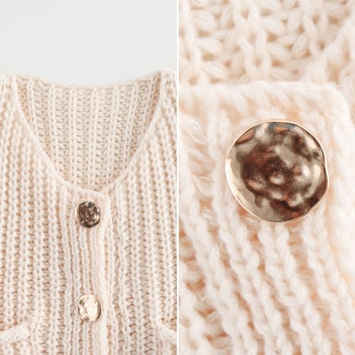 FindThy Women’s Cropped Sweater Vest Cute Crewneck Button Down Sleeveless Crop Knit Cardigan with Pocket2