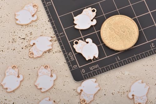 Image of VIDRIO Pack of 80 Naughty White Cats Enamel Charms Gold Plated Colored Pendants Accessories for Necklace Bracelet Jewelry Making DIY Crafting