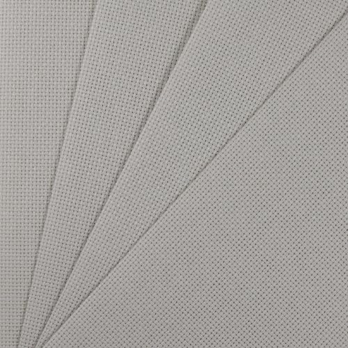 Image of KCS 4 /6 pc of 12 inch x 18 inch 30cmx45cm 16CT Counted Cotton Aida Cloth Cross Stitch Fabric (Pearl Grey, 4 pc)