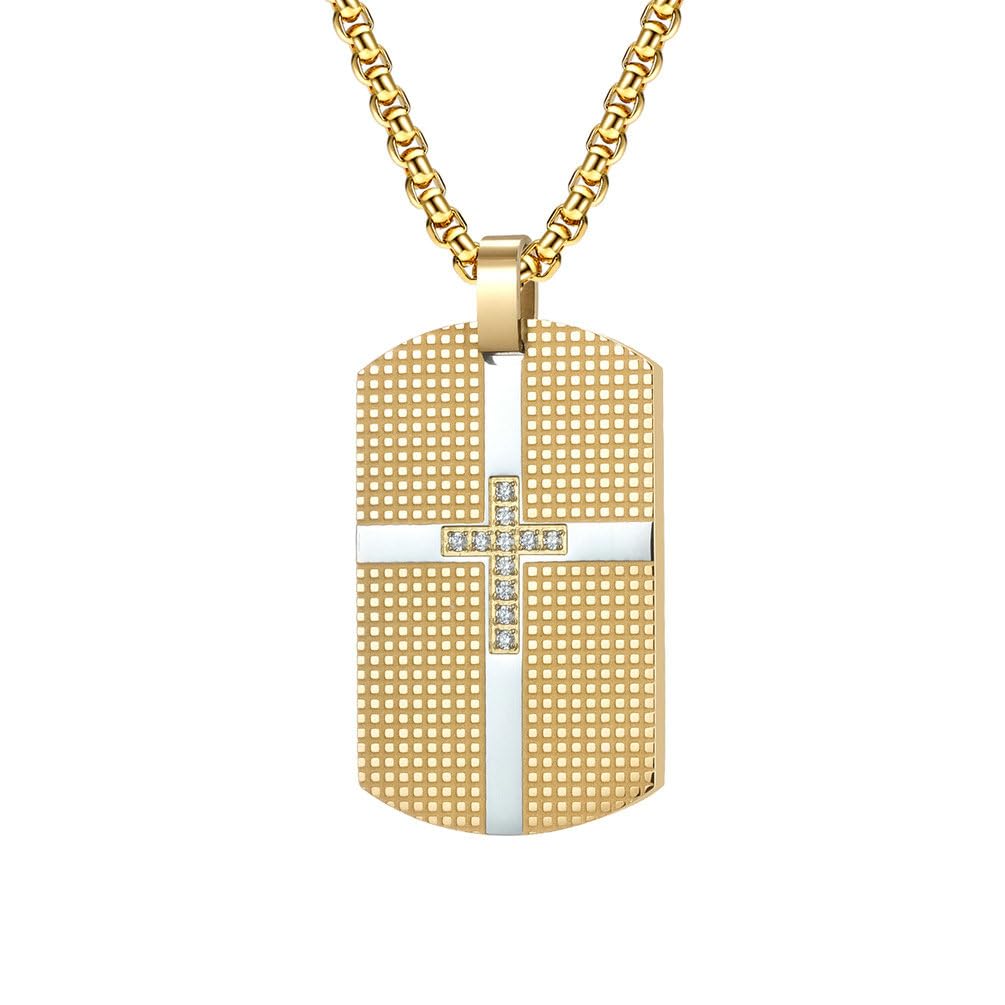 Collana Pendente Donna in Acciaio Nero Collana Pendentes Croce Ellisse Colori Contrastanti Zirconia Cubica
