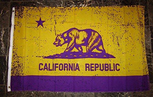 3X5 California Republic Basketball Purple And Gold Flag 3'X5' Brass Grommets