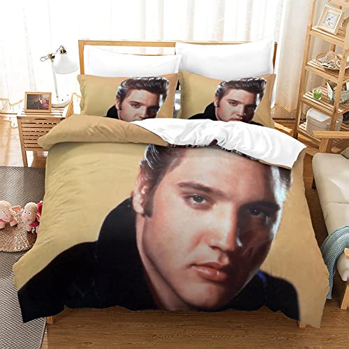 Bettwäsche-Set Elvis Presley Bettbezug Elvis 3D-Druck Bettbezug Weicher Mikrofaser-Bettbezug für Kinder Teenager Erwachsene King (220 x 240 cm) Cover