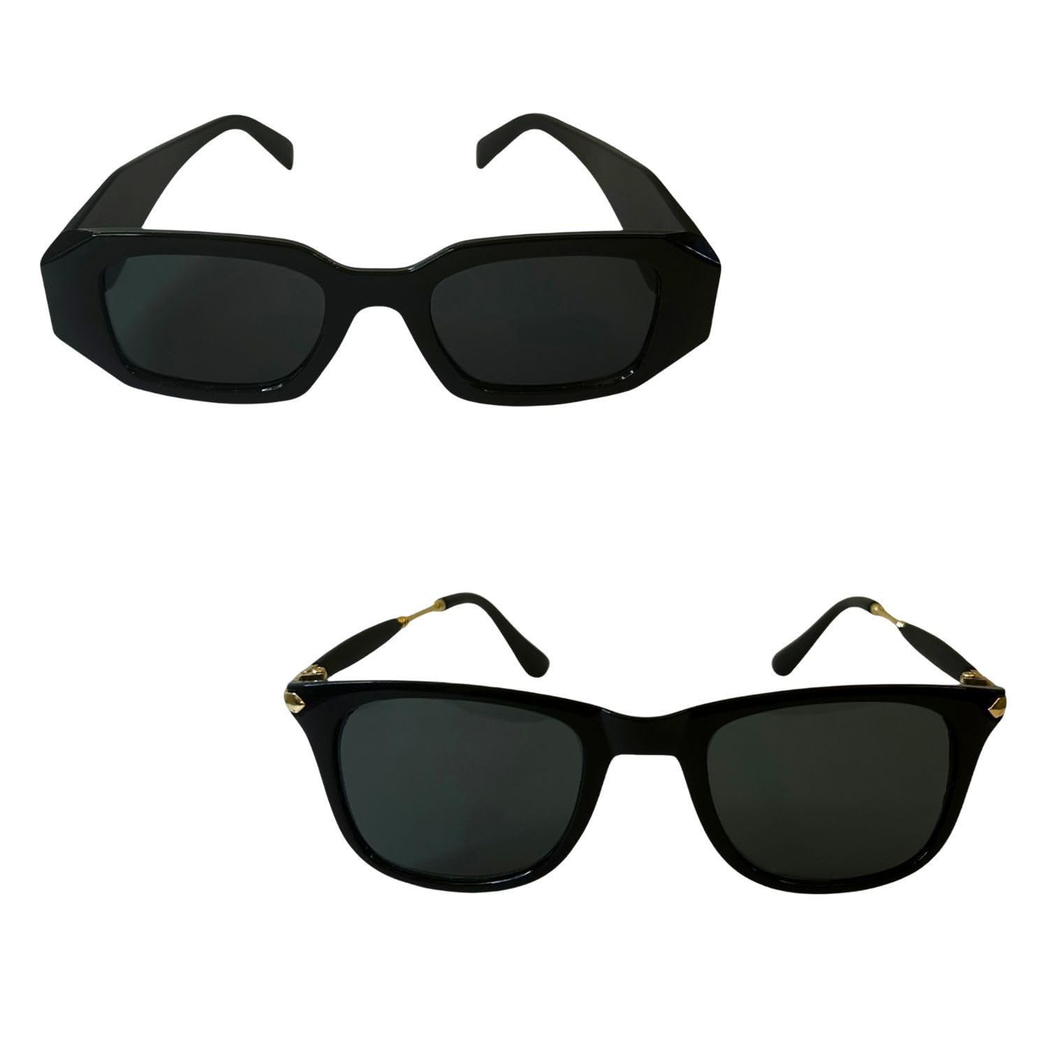 Mens and Womens unisex Stylish Plastic and Metal Sunglasses (Pack Of 2) | PP_03-POF-2