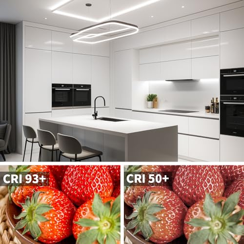 Image of 32.8FT /10M COB LED Strip Light, White 6000K LED Tape Lights, 8mm Width LED Lights, CRI93+ Dimmable Flexible Lights Kit for Bedroom TV Backlight Kitchen Mirror Decor(Plug Inclued)