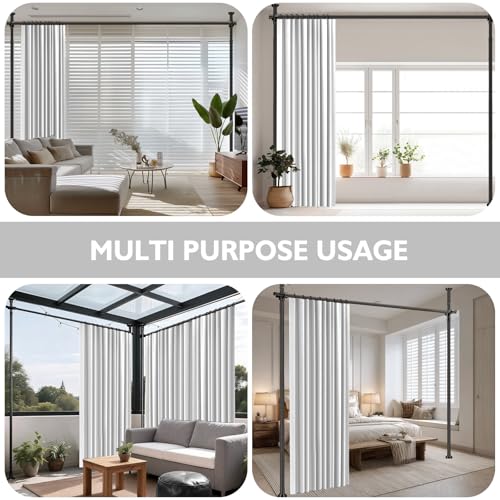 Image of Room Divider Curtain Set-No Drilling Curtain Rod Set, Privacy Curtains for Room Divider, Divider for Room Separation for Apartments White-100 W x 96 inch L(Pack of 1)
