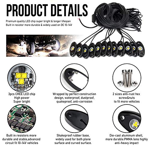 image for OPP ULITE White Led Rock Lights Kit with 12 Pods Light for Offroad Tru