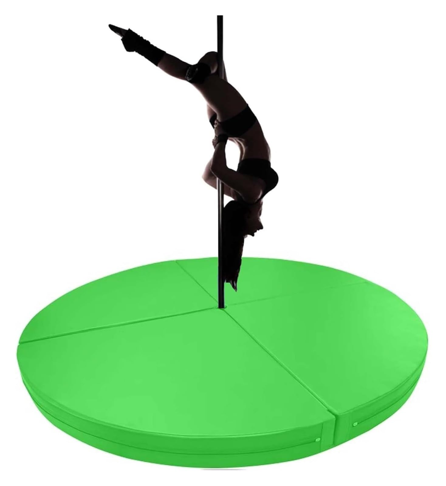 WJFTODAY Thick Round Pole Dance Crash Mat - Stripper Pole Safety Cushion, Foldable Home Gym Pad, 120cm x 3cm (47.2in x 1.2in), Green, Fall Protection for Pole Dancing