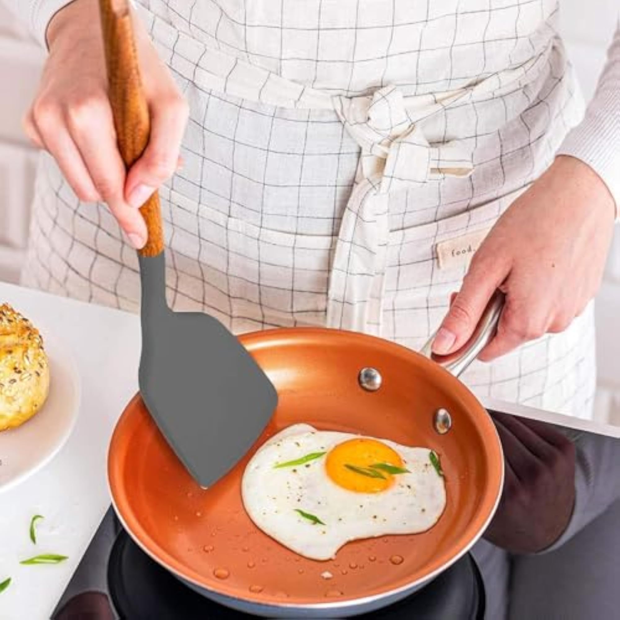 Wooden Spatula Black Kitchen Utensil Silicone Cooking Tools