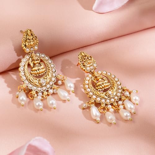 Image of Rubans Gold Plated Temple Necklace Set Traditional Statement Jewellery Gift for Women & Girls