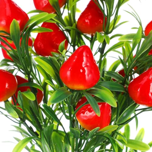 Image of DOITOOL 6Pcs Simulated Strawberry Plant Decor 10.5 inch Long Stem Strawberry Branches, Artificial Plants Fake Berry Stem Artificial Fruit Bouquet for Flower Arrangement (Pack of 2)