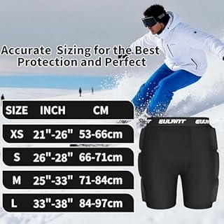 EULANT Short de Protection Rembourré pour Snowboard/Ski/Patinage sur Glace/Ski à roulettes/Vélos/Skate, Protection Hip Pad, Coussinets de Protection 3D pour Hanche / Cul / Coccyx