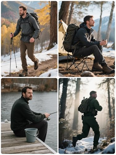 FREE SOLDIER Mens Warm Insulated Waterproof Fleece Lined Pants Outdoor Rain Hiking Thermal Pants 6